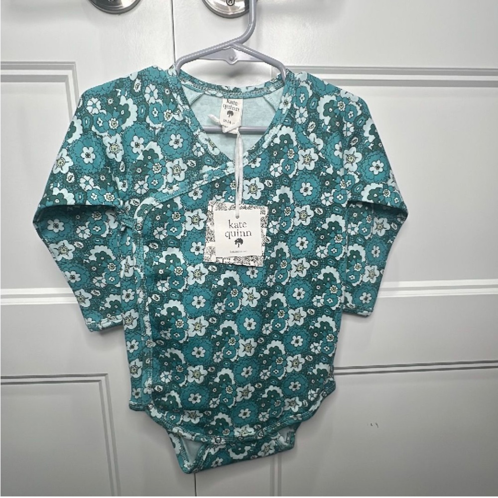 NWT Kate Quinn 18-24 blue floral bodysuit
